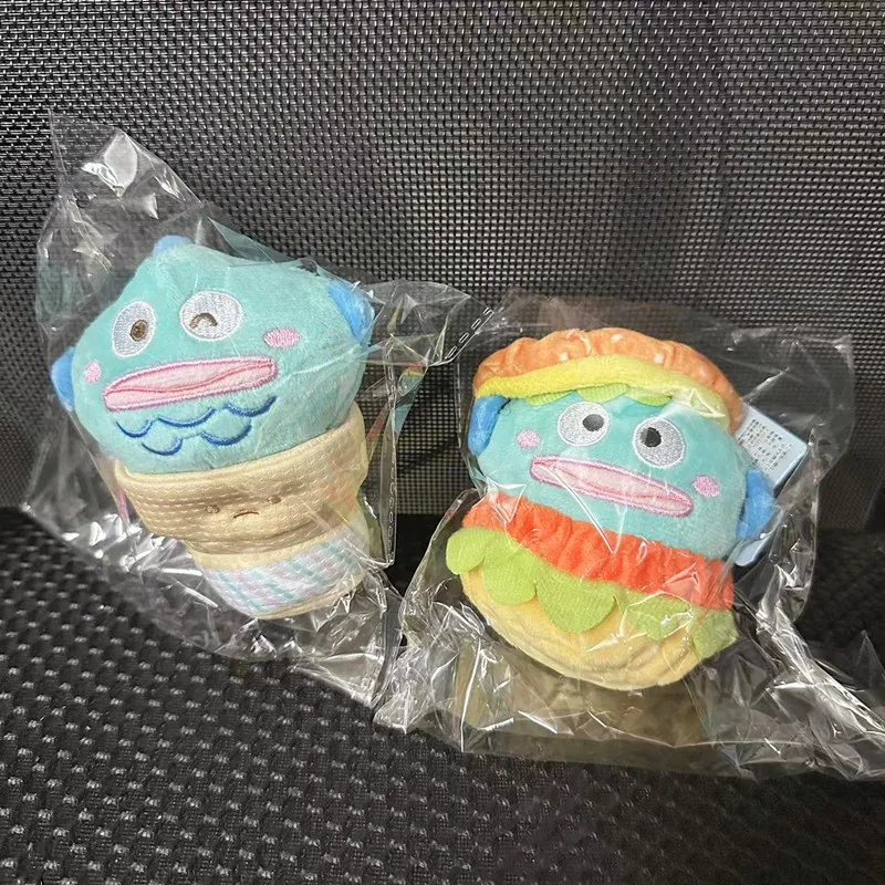 Anime Kawaii Ugly Fish Hangyodon Burger Ice Cream Cartoon Plush Doll Sanrios Girl Bag Pendant Decoration Keychain Childrens Gift image 6