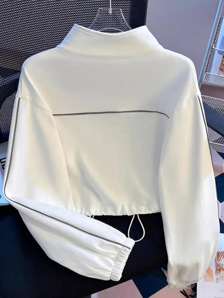 Women's Zipper Hoodie Cardigan Loose Fit ort Sve Long Zipper Stand Collar Double Zipper Spring Autumn Self-Kee Sle