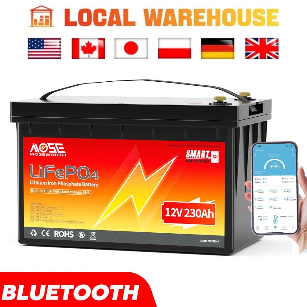 

12V 230Ah LiFePO4 Battery Built-in 200A BMS Low-Temp Protection 2944Wh Lithium Iron Phosphate Battery for Trolling Motors