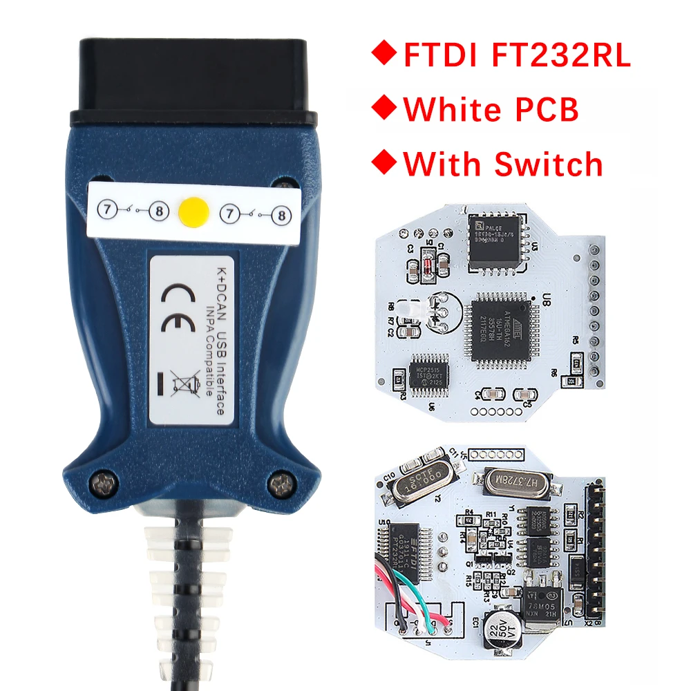 K+CAN for BMW E Chassis E46 E60 E87 MINI R50 with Switch OBD2 Scanner FTDI FT232 Chip INPA Cable Car Diagnostic Tools