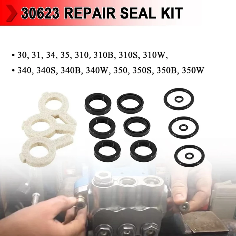 30623 Seal Kit, Pump Washer Seals Kit Fits For Cat Pump 30 31 34 310 340 350 Model Frame Plunger Pump