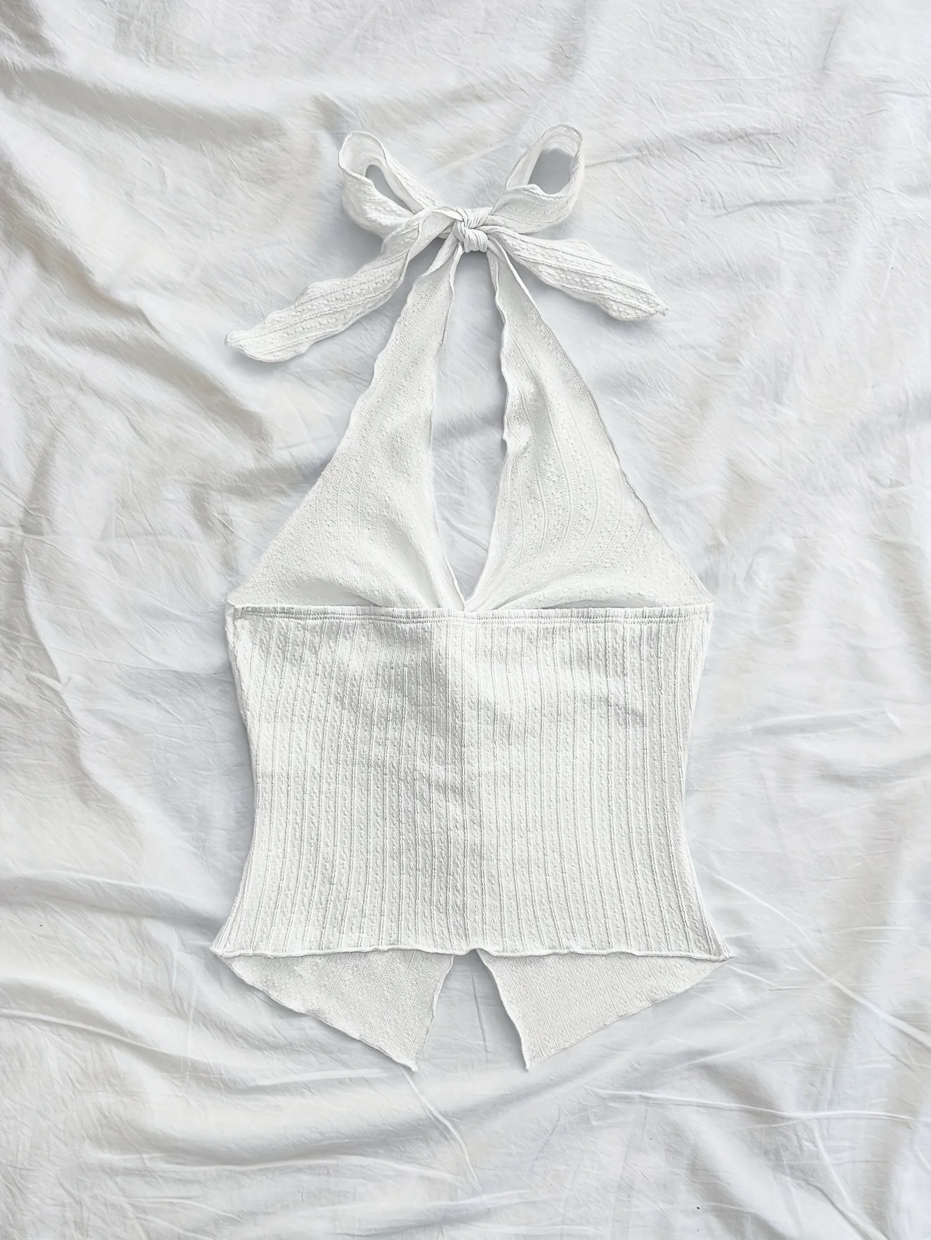 Frühlings- und Sommermode: Neue elegante, einfarbige, vielseitige Neckholder-Weste als Einzelstück – Detail 12