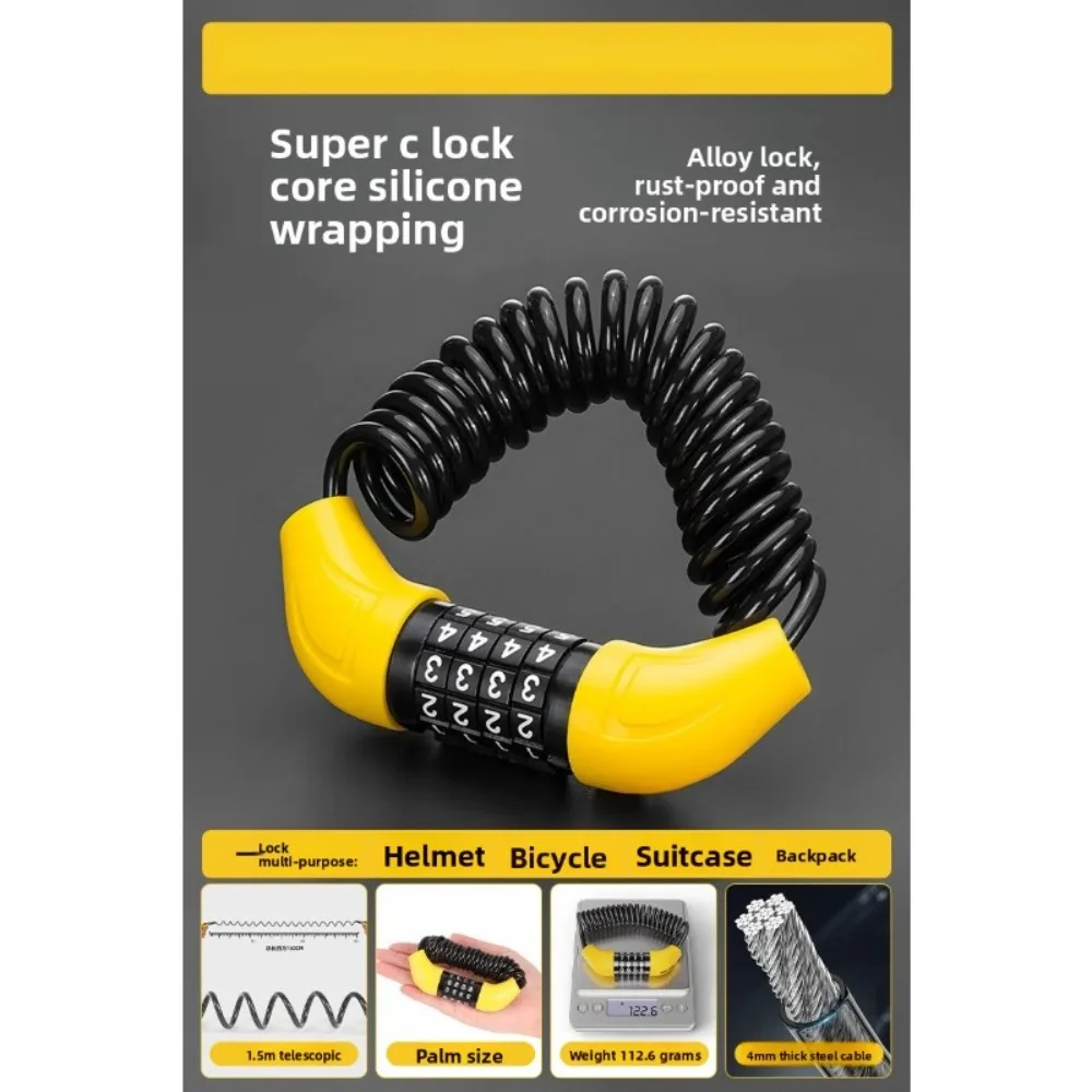 Helmet Lock, Electric Bike, Bicycle Password, Anti-theft Lock, Fixed Wire Lock, Motorcycle Cable Lock