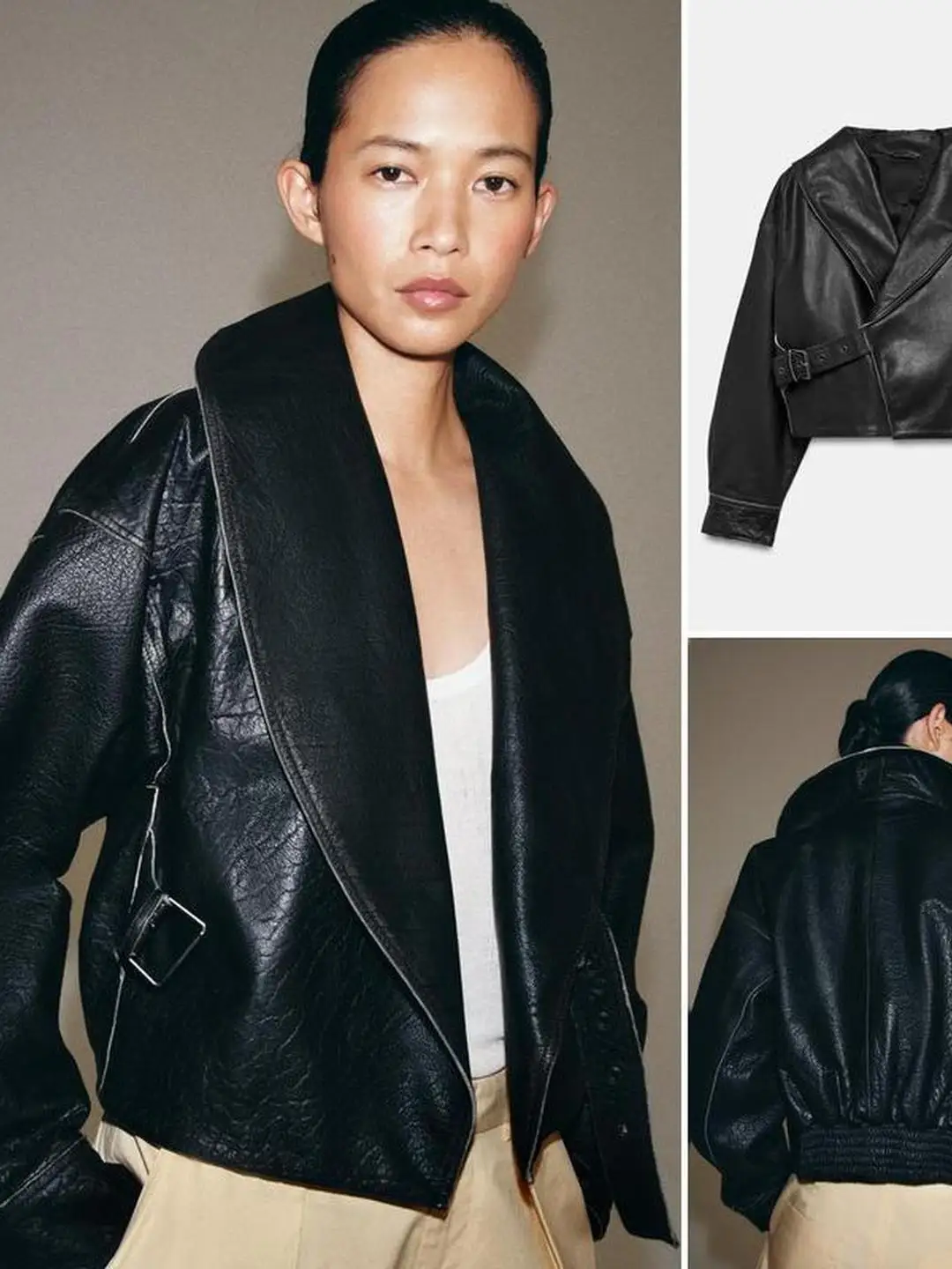 Casual Biker Style Long Sleeve High Collar Double Buckle Design Motorcycle Windbreaker Women's Polyester Fiber Outerwear