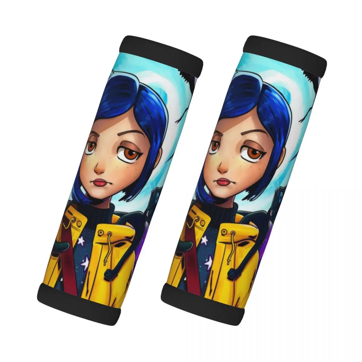 

Custom Coraline Horor Cartoon Grip Handle Cover For Door Handle Halloween Movie Suitcases Travel Accessories