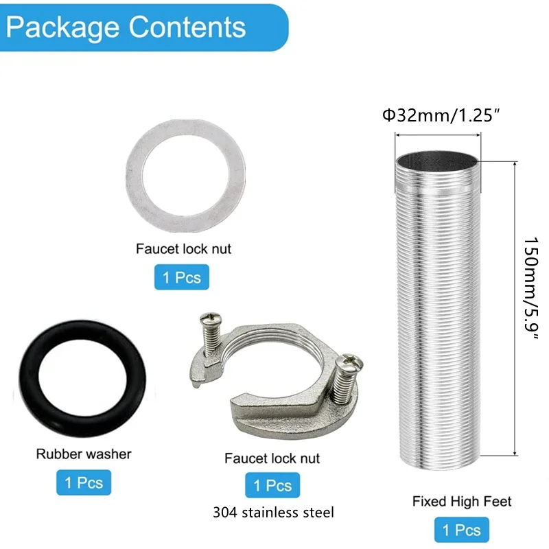 32mm Kitchen Sink Hot and Cold Basin Faucet Accessories Base Fixed Foot Screw Nut Water Tap Pipe Connector for Bathroom Kitchen