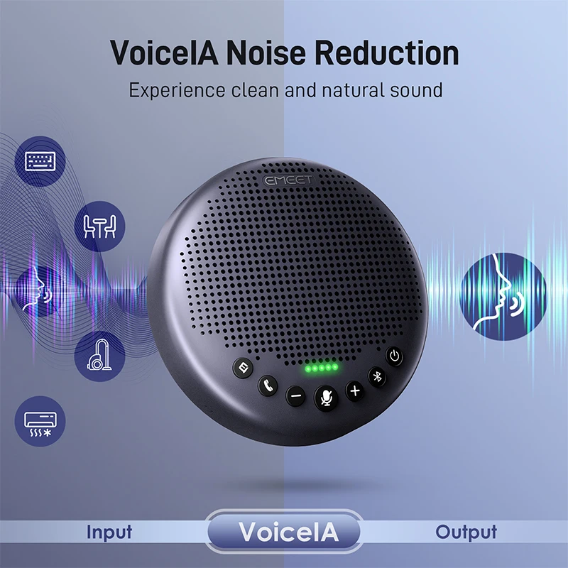 Bluetooth Speakerphone Conference Speaker EMEET Luna Plus USB Speaker Phone with 8 Microphones 360° Voice Pickup for Home Office