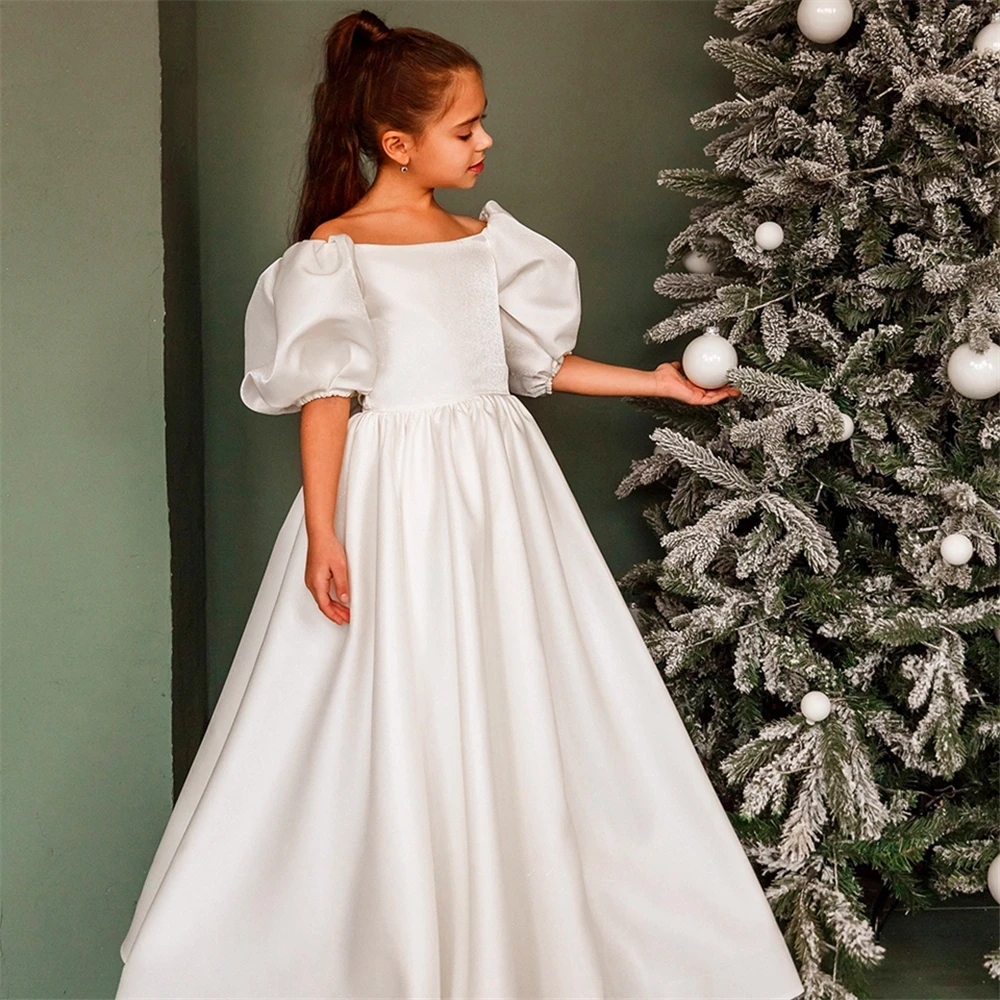 Elegant Flower Girl Dress Princess Ball Classical White Fluffy Tulle Exquisite First Communion Dresses Kids Birthday Present