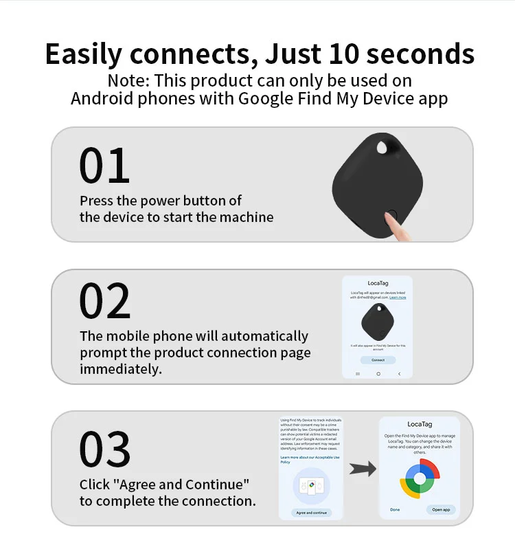RSH GPS-Tracker, Android-Tag für XIAOMI, Samsung Moto, funktioniert mit Google Find Kamera, Auto-Vermietung, Ortungsreichweite, Alarm-Erinnerung – Detail 8