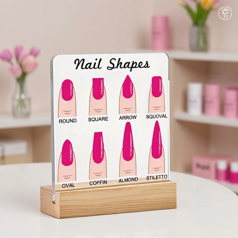 Transparent Acrylic Board Wood Base With Diamond Nail Shapes Display Board Nails Art Prop Desktop Nail Art Works Show Board