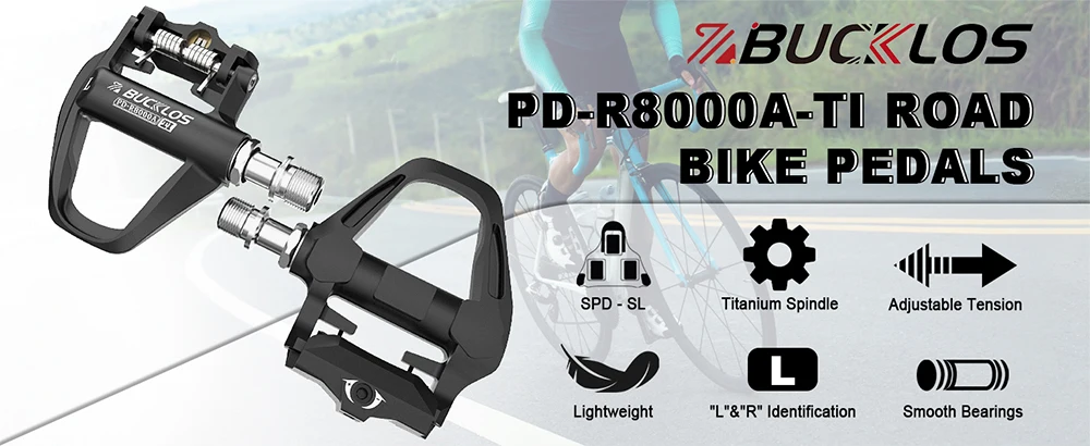 BUCKLOS Bike Lock Pedale Fahrrad Klickpedale für SPD-SL Rennrad Selbstsicherndes Pedal mit Stollen Fahrradzubehör – Detail 1