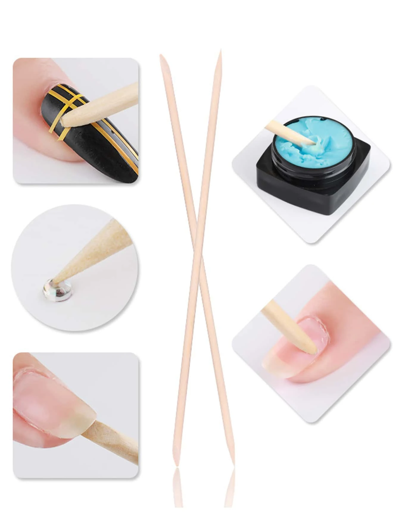 11.4 سنتيمتر أعواد بشرة خشبية لفن الأظافر أدوات مانيكير خشبية برتقالية مزدوجة الأطراف لتنظيف إزالة طلاء الأظافر #6