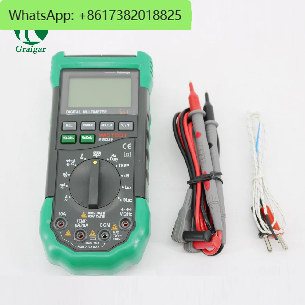 MS8229 Digital Multimeter 5 in 1 Temperature Lux Humidity Sound Meter with Back Light