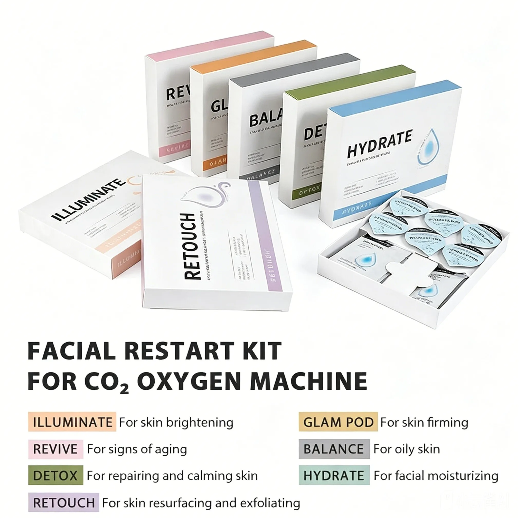 Fast Delivey Deep Cleaning Face Bubble Capsule Gels Pods Water-oil Balance Combination With CO2 Oxygen Bubble Machine Pods
