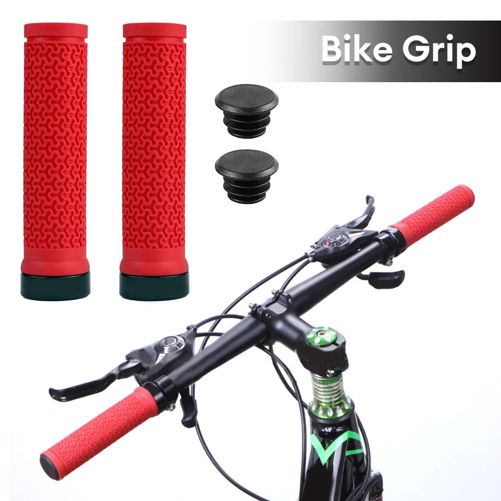 Solid Color TPR Bicycle Handlebar Grips Anti-skid Bar End Comfy Hand Feel MTB Cycling Hand Rest Shock-absorbing Bike Grips