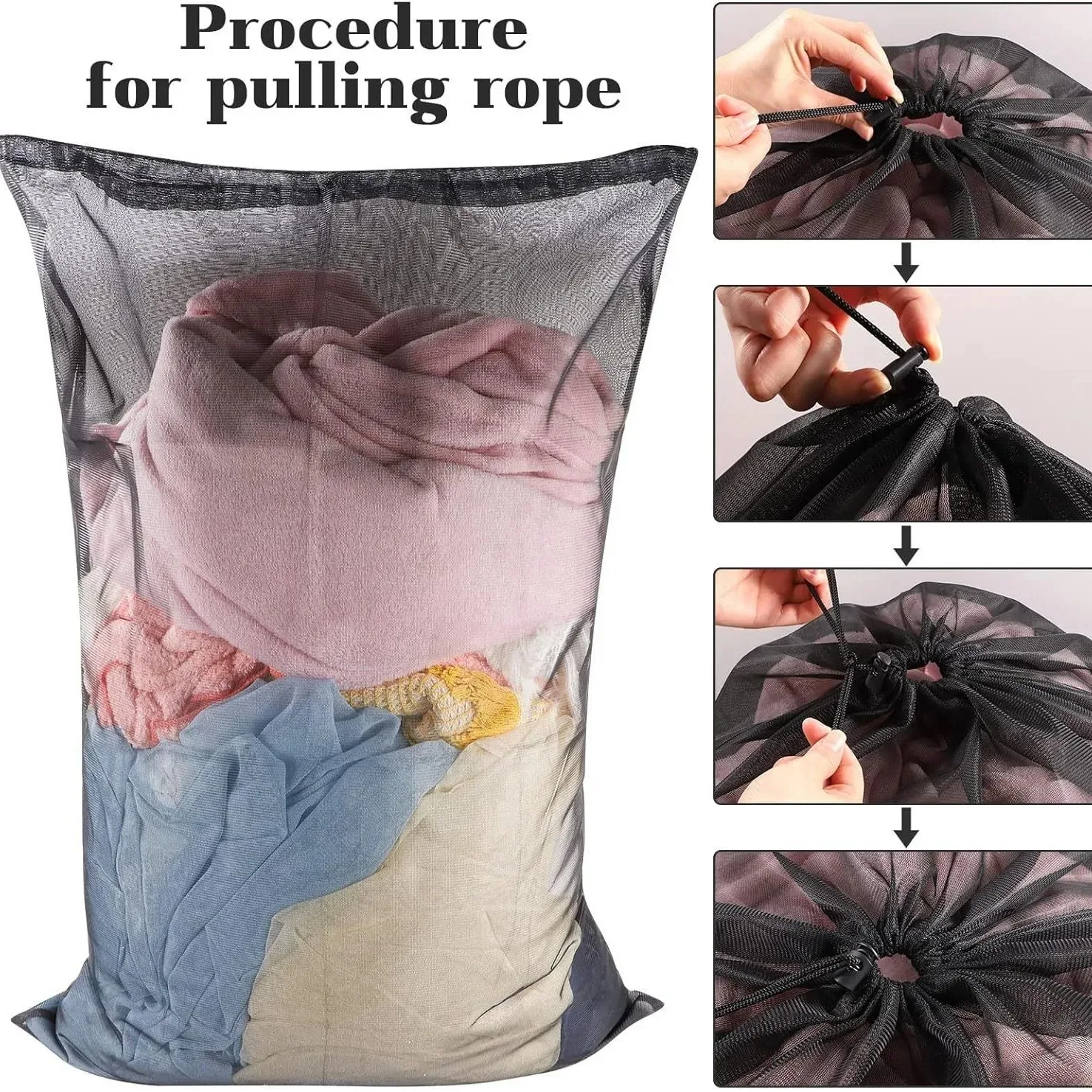 60*90 Extra Large Capacity Mesh Laundry Bag Clothing Care Bag Polyester Curtain Storage Drawstring Mesh Laundry Wash Bag