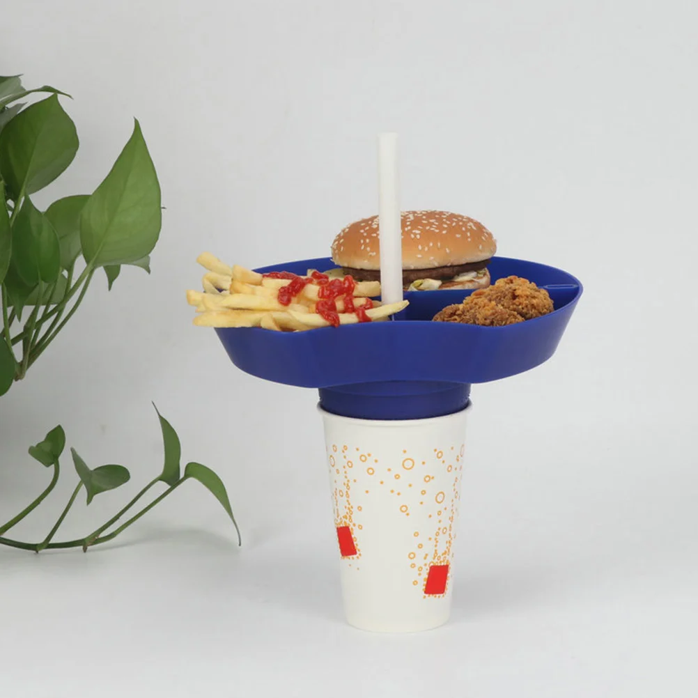 

Portable Dining Tray PP Three Grid Plate Fixed Breakfast with Cup Buckle Dish Divider Snack