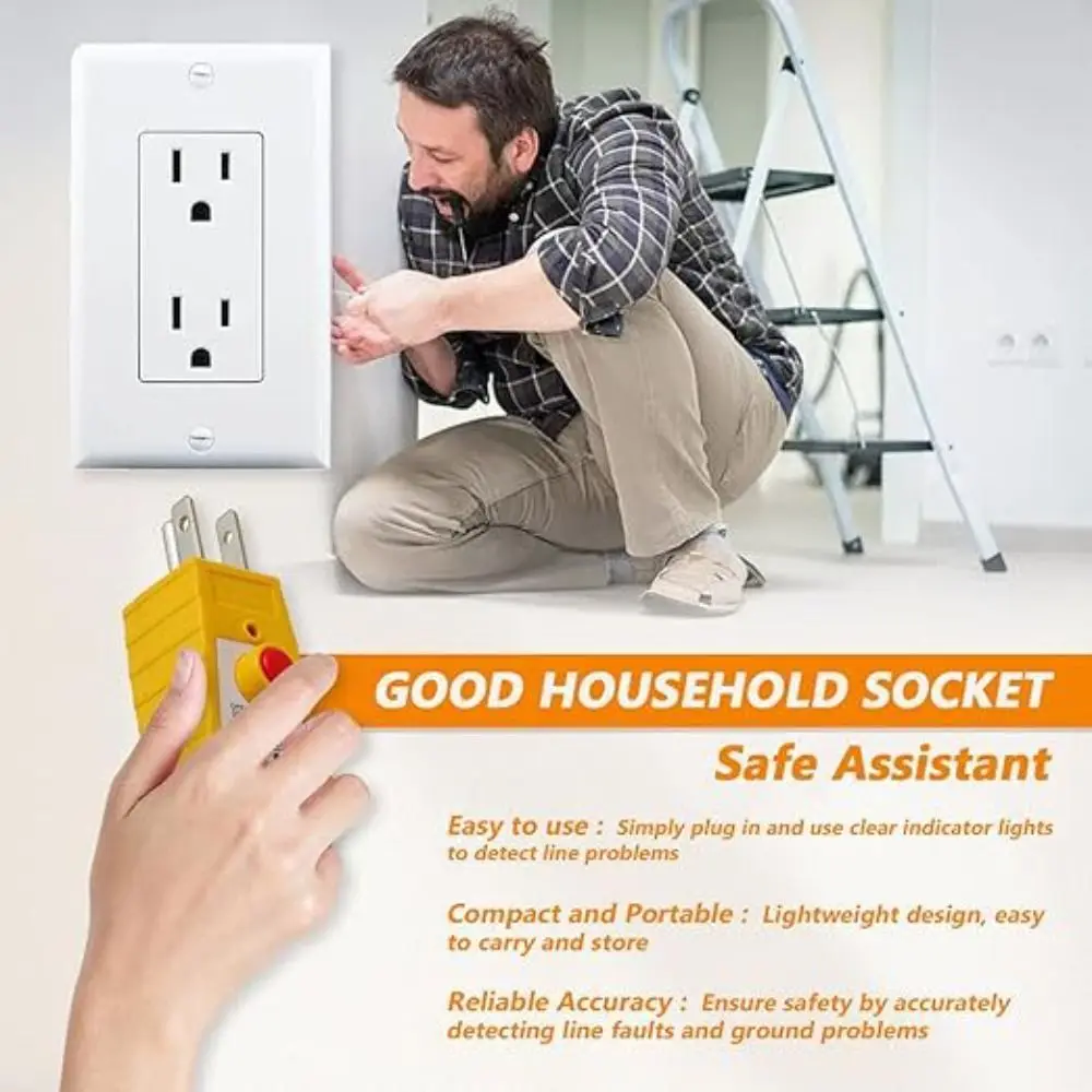 Compact Design Electrical Fault Detector Maintenance GFCI Detection Outlet Circuit Tester Comprehensive Wiring Check