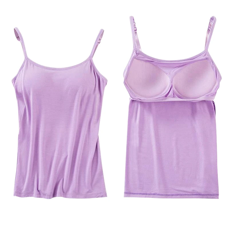 Lady Sexy Camisole Without Rims With Chest Pad Cotton Top Women Strap Sleeveless Thin Camisole Vest Top Simple Base Vest Tops