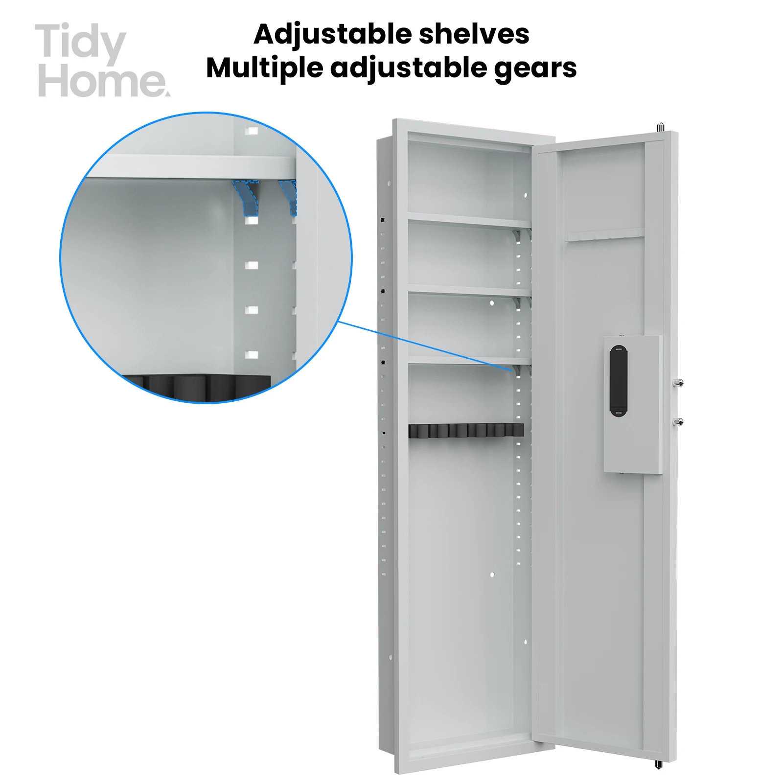 53" Passwod Touch Panel In-Wall Safe,Hidden Wall Gun Safe for Rifles with Adjustable Shelves,Assembled Storage Multifunctional