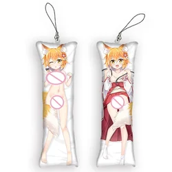 4x12cmThe Helpful Fox Senko-san Dakimakura  Mini Keychain Cute Anime Key Chain Decor Pendant Otaku Gift Backpack Pendant