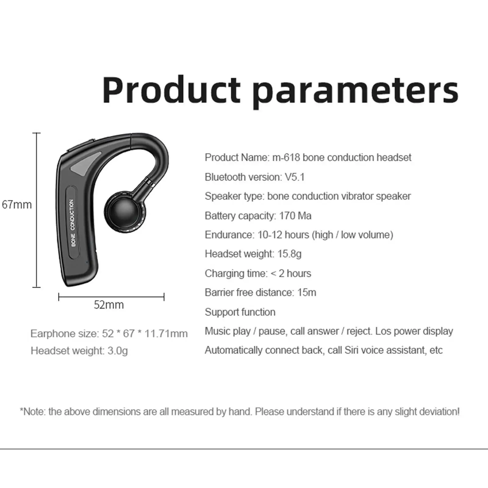 Auriculares de conducción ósea para ciclismo, deporte, trotar, exterior, interior, negro
