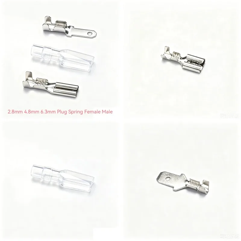 100Pcs Car Speaker Wire Connectors Set Spring Spade Cold Crimp Terminals 2.8mm 4.8mm 6.3mm Female Male Plug