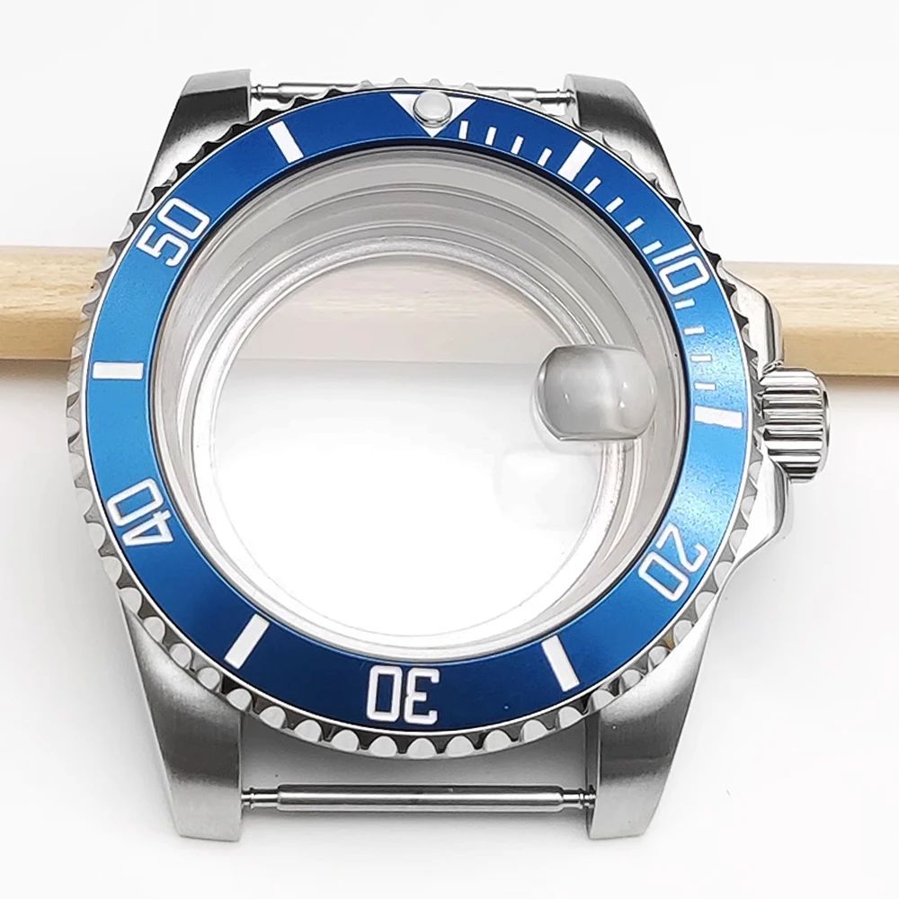 40mm Retro Watch  Case+Strap Fit NH35/36 8215 Automatic Movement 28.5mm Dial Watch Parts Transparent Back