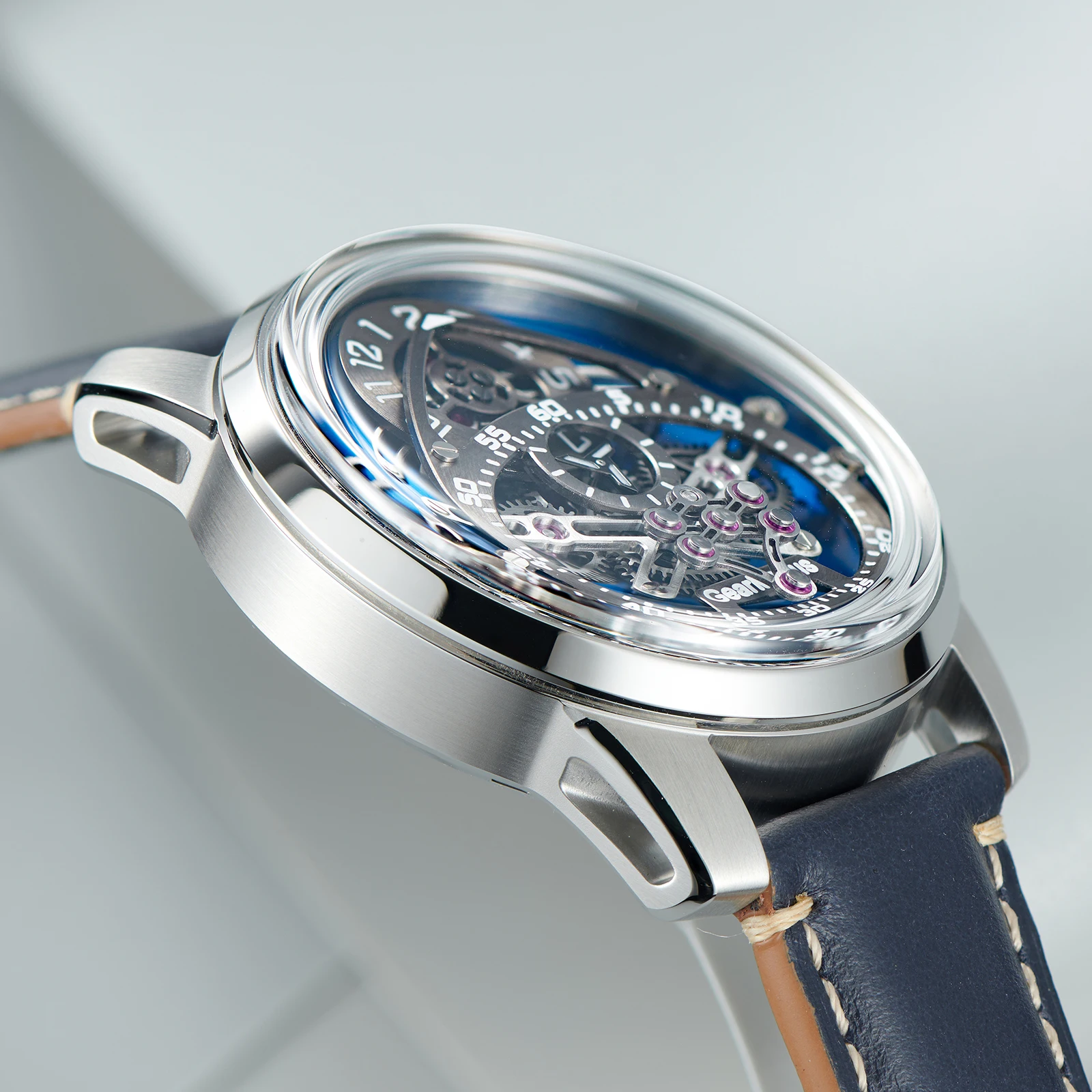 OBLVLO Męskie Zegarki Automatyczne 42MM Luksusowe Zegarki Modny Mechaniczny Zegarek na Rękę Luminous Wodoodporny Szafirowy Unikalny Koncept Tarczy