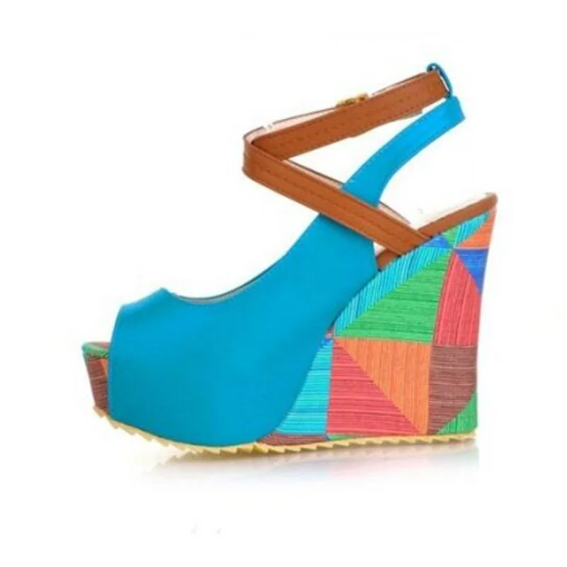 Spring and summer wedges sandals ultra high heels platform shoes female open toe platform shallow mouth platform sandals