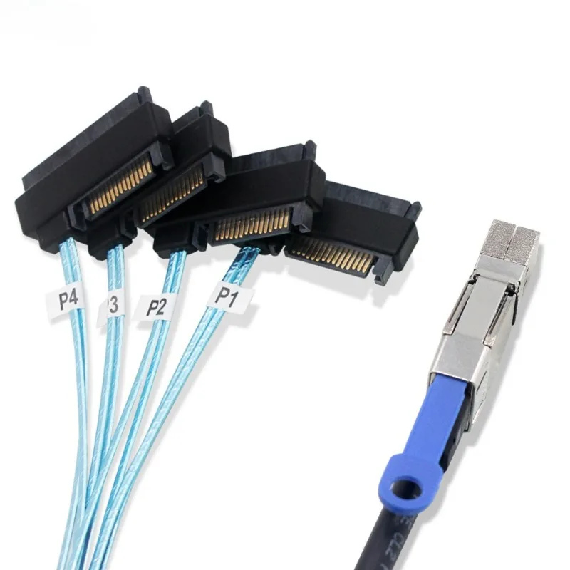 0.5M1.0M 2M 3M Nternale Mini SAS HD SFF-8644 To 4 X 29-Pin SAS SFF-8482 with 15pin Sata Male 2 in 1 Cable