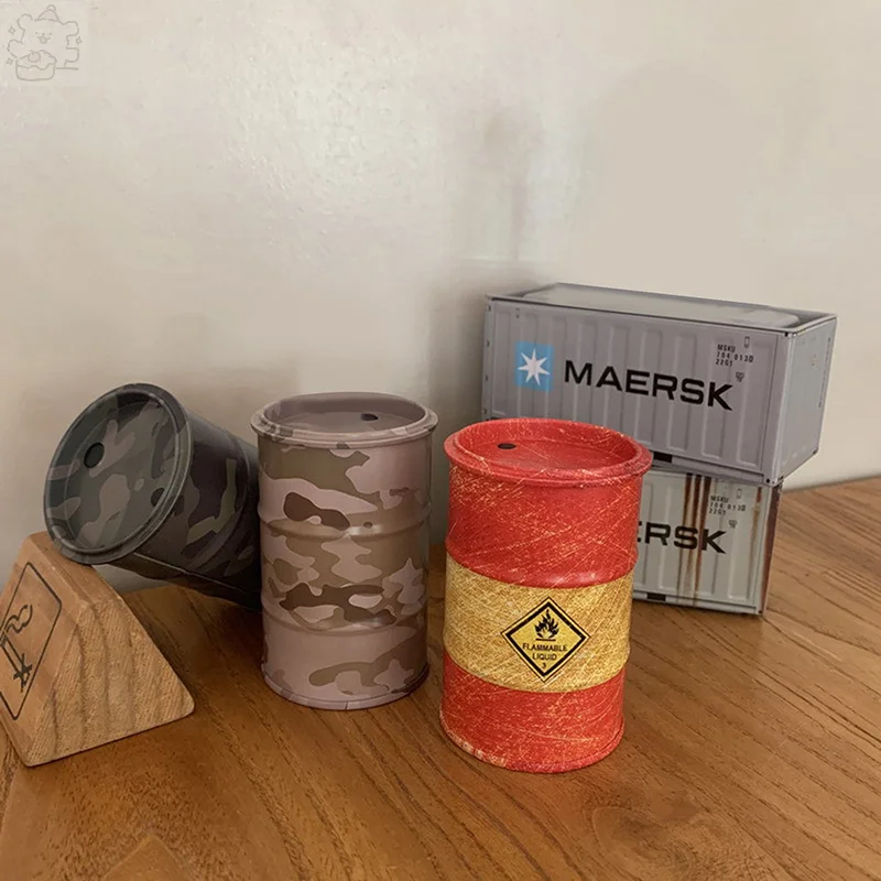 Creative Simulated Mini Metal Fuel Tank Storage Container Desktop Organizer Desk Miniature Decoration Accessories