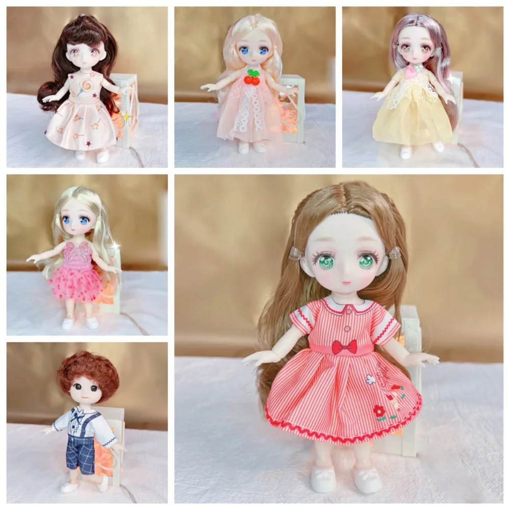 Articulação móvel 16cm anime olhos brinquedos bonecas bola articulada corpo colorido kawaii bjd boneca 1/8 mini bonito bjd anime boneca crianças presente