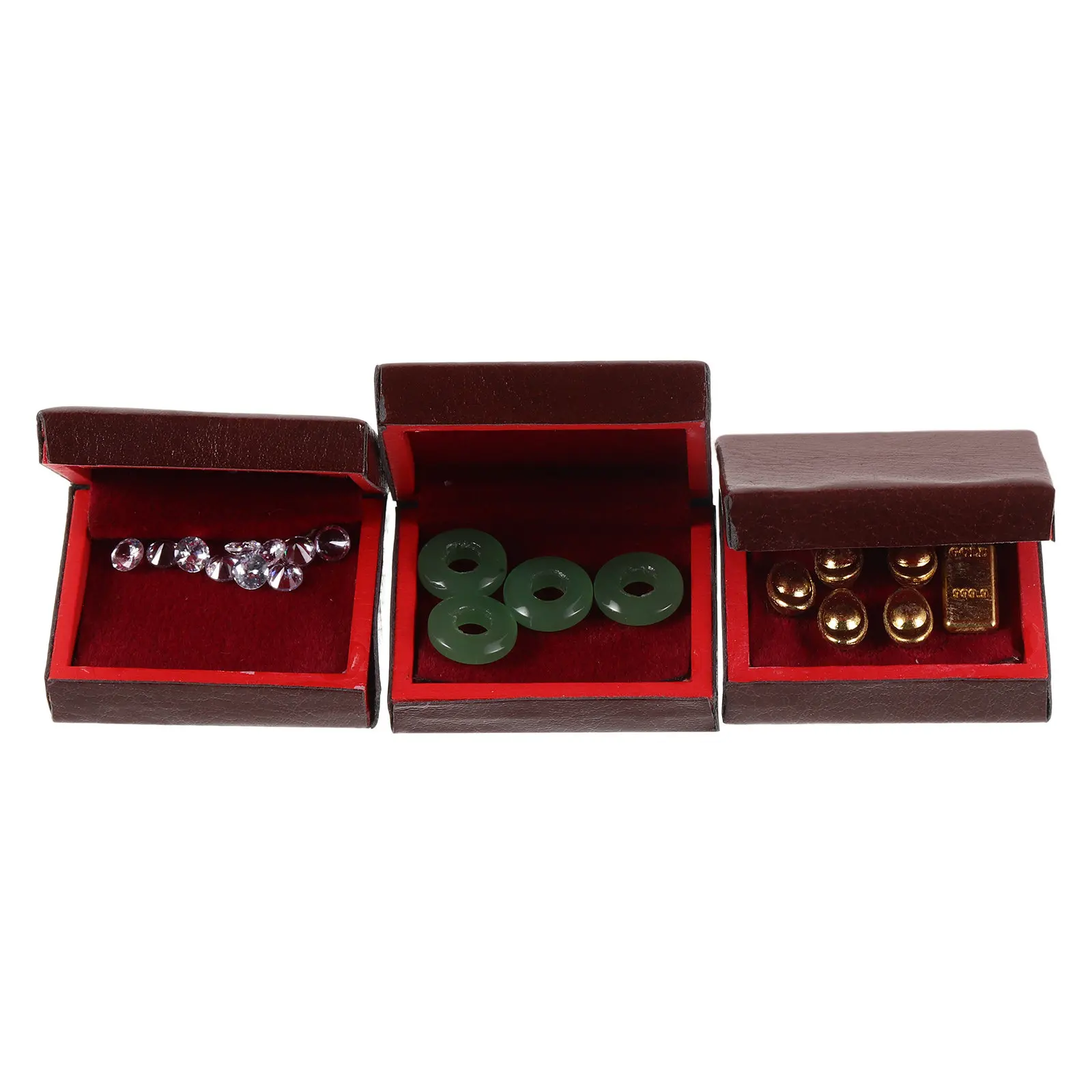 

3Pcs Miniature Jewelry Box Dollhouse Decoration Wood Finish Mini Treasure Organizer for Dollhouse Miniatures Small Jewelry