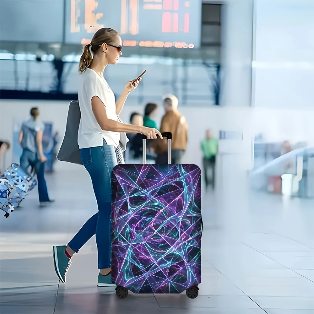 

1PC Neon-Cosmic Abstract Print Luggage Cover for luggage sizes 18-32 inches; dust and elastic travel accessories to effective