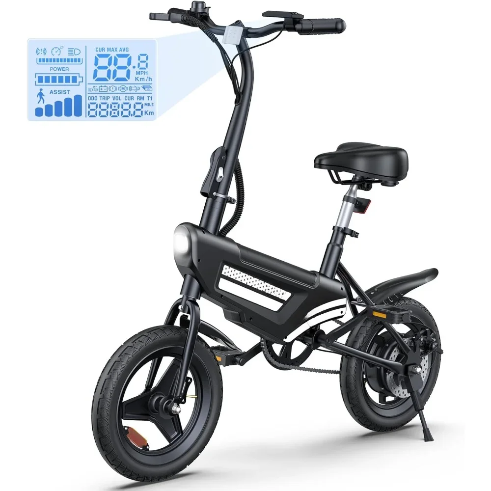 

Folding Electric Bike for Adults, 500W Peak Motor Battery with LCD Display, 20MPH Max Speed & 25.5 Miles Range, Commuter Bike