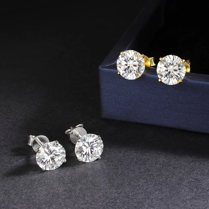 Brincos de Moissanite D Cor para Festa Feminina com Parafuso — foto 4