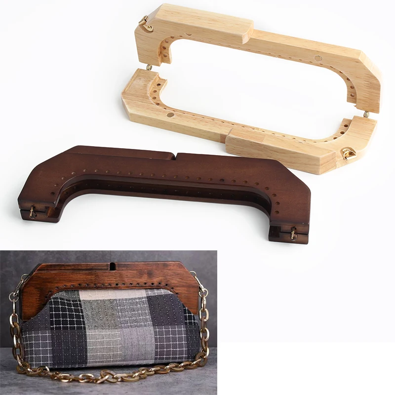 1PC Handmade Solid Wood Wallet Messenger Bag Frame Wooden Clutch Bag Frame Box Clutch Handle With Screws