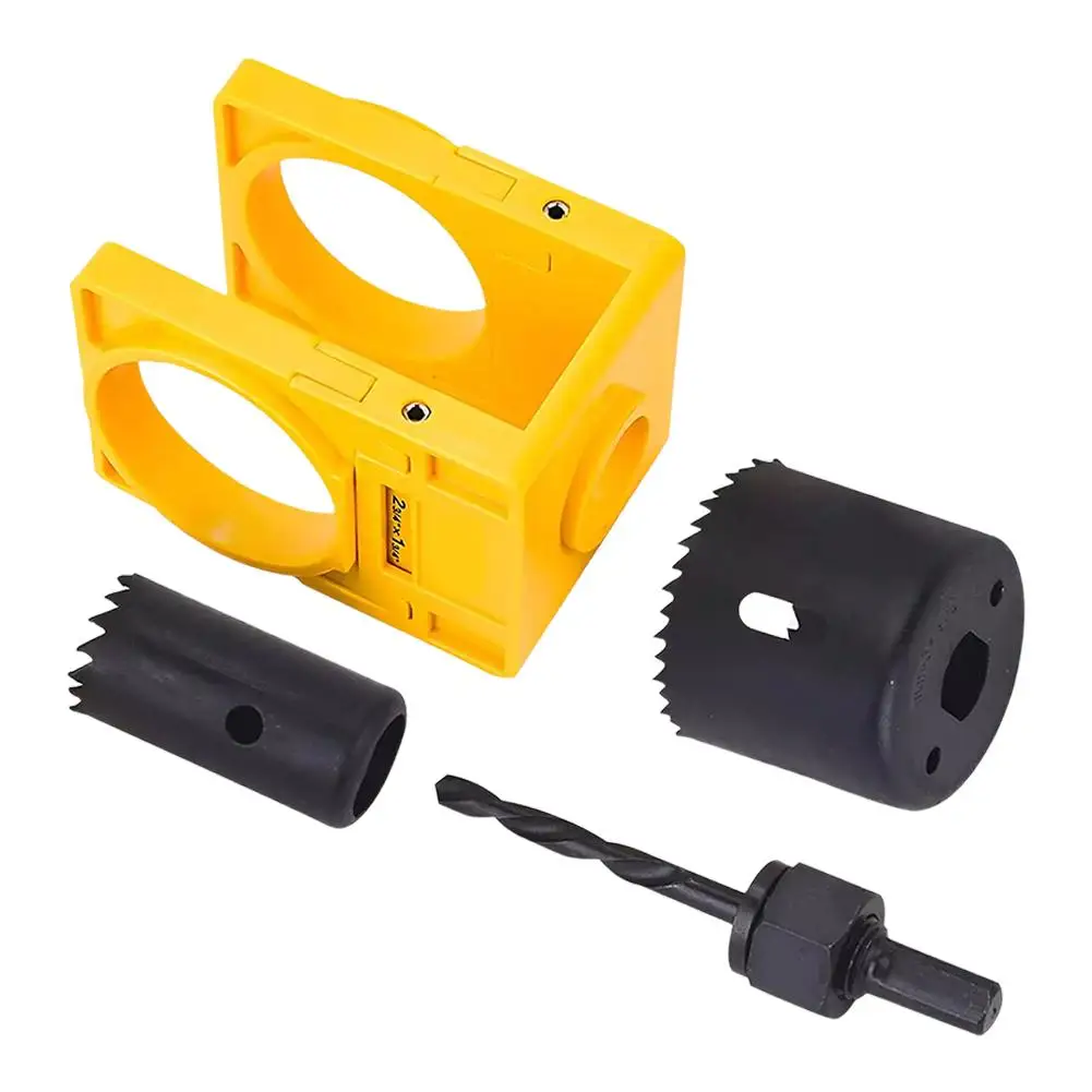Conjunto de instalação de fechadura de porta de 1-3/8 "- 1-3/4" com modelo de guia, kit de serra de buraco de fechadura de porta para portas de madeira K1q4