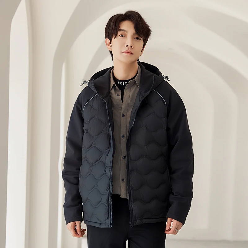 

Мужская повседневная свободная модная теплая пуховая куртка на зиму 2025 из полиэфирного волокна, для отдыха, стандартного кроя