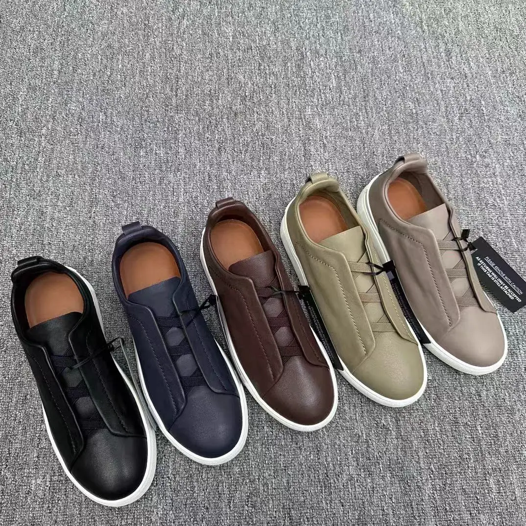 

Z Genuine Leather Low Top Slip On Driving Shoes 2025 New White Sneakers Men Casual Fashion Sports Shoes