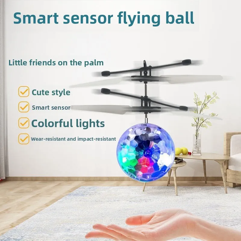 

LED lamp hanging crystal ball infrared sensing RC gesture control colorful luminous toys flying unique children's gifts