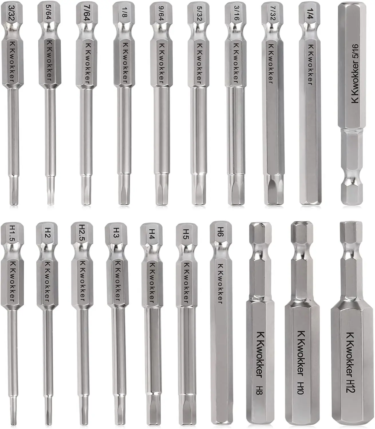 

20pcs Allen Key Bit Set Hex Wrench Magnetic Screwdrivers 2.3" Long 1/4" Diameter Quick Release Extension Bit Holder Set