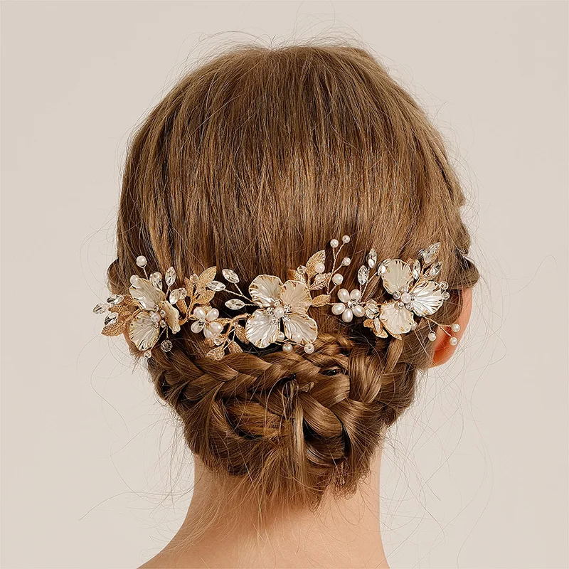 Fashion Crystal Pearl Hairpin Hair Clips For Women Luxury Rhinestones Hair Comb Bride Wedding Sparkling Metal Hair Accessories image 2