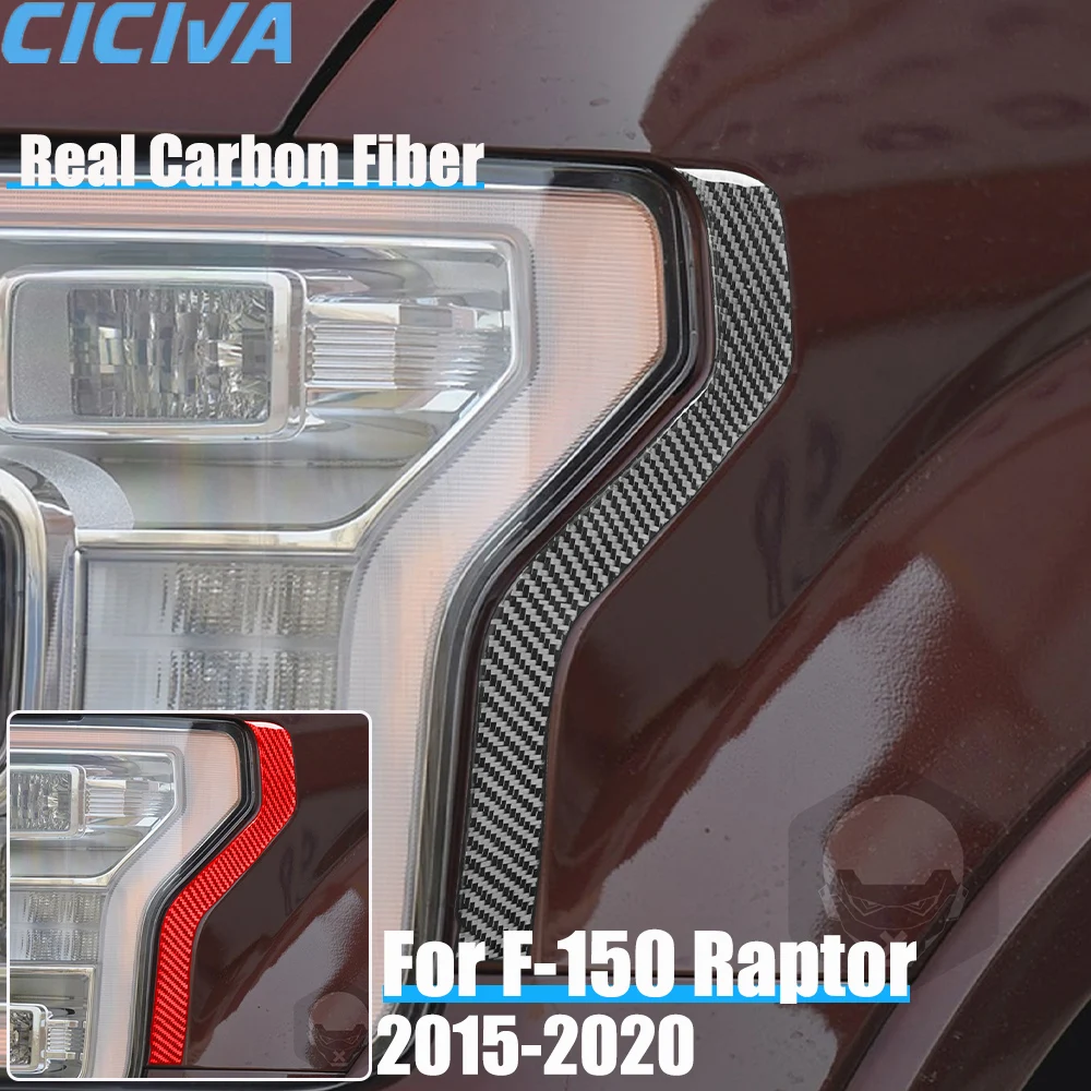 

Real Carbon Fiber Car Accessories Headlight Eyebrow Decorative Trim Cover Soft Sticker For Ford F150 SVT Raptor 2015-2020