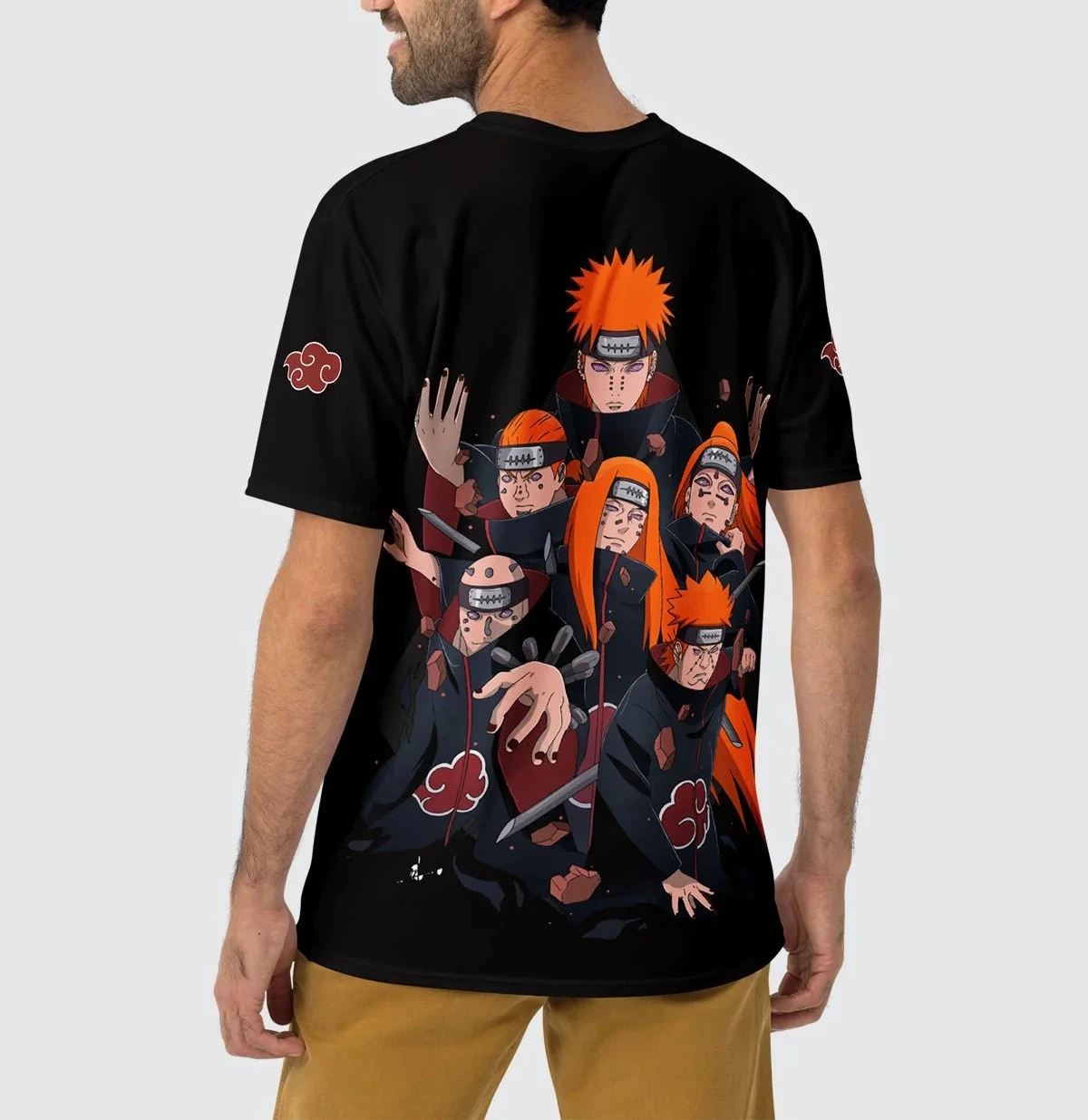Painful Red Moon Camiseta de manga corta con estampado 3 D, telas transpirables suaves de secado rápido Naruto con chaquetas para hombres y mujeres