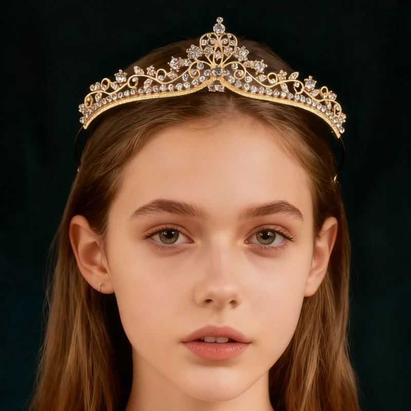 Luxury Crown Full Crystal Princess Tiara Girls Hair Accessories Atmosphere Dance Performance Birthday Gift Crown Jewelry