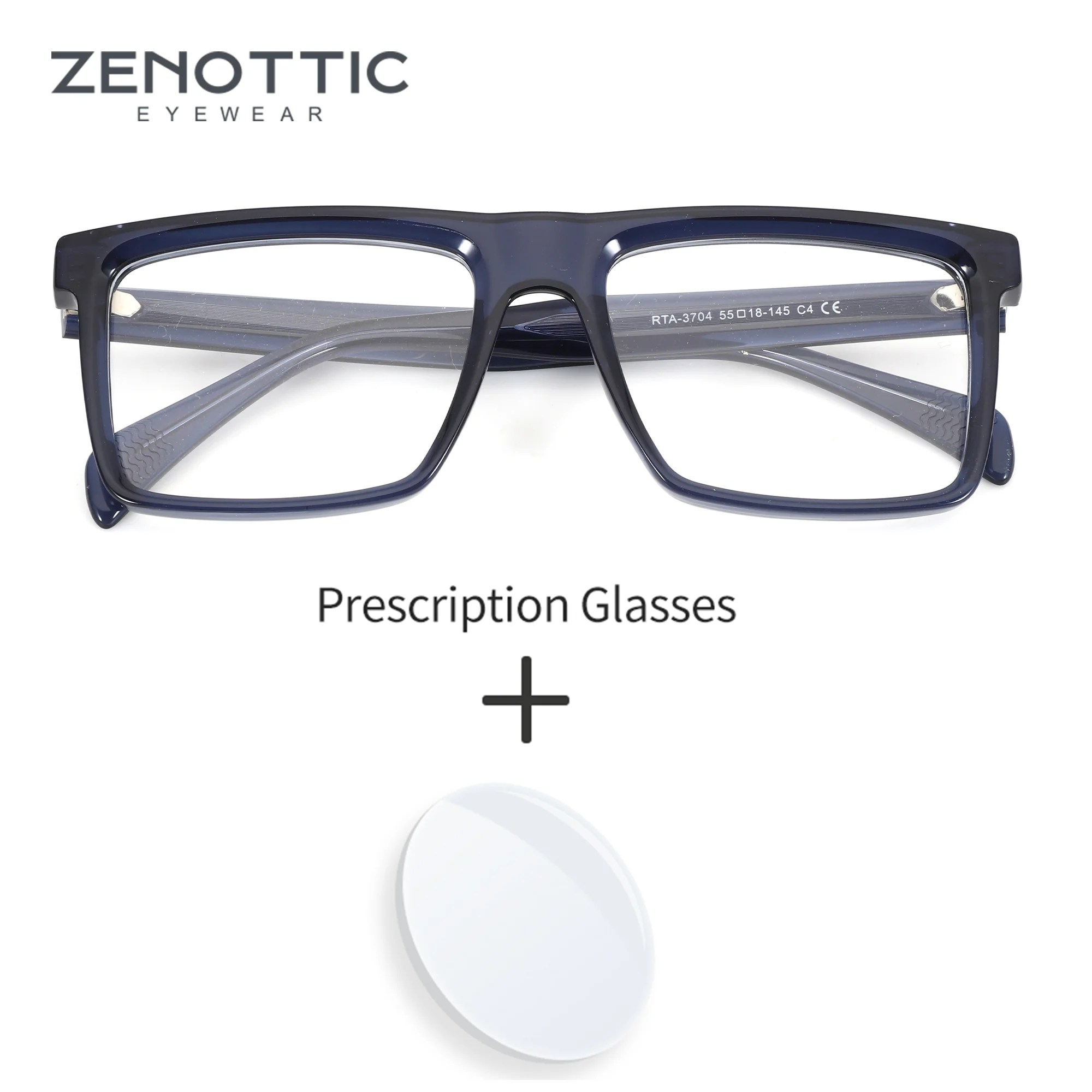 

ZENOTTIC Men's Grey Brown Square Prescription Glasses Progressive/Myopia/Photochromic Blue Light Blocking Optical Eyewear