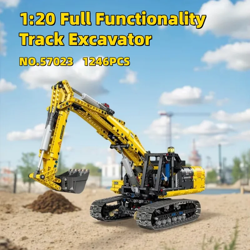 

1246pcs Remote Controlled 1:20 Excavator Building Blocks Toy Full Functionality Track Model Kit Educational NO.57023 for Kids
