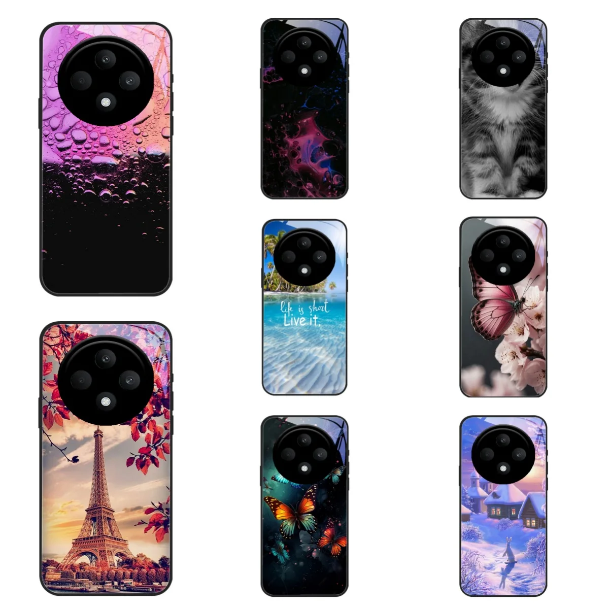 For Oppo Reno12 F 4G 5G Reno 12 12F 13 Reno13 Pro Tempered Glass Phone Cover For Oppo F27 Fashion Cartoon Glass Bumper Case